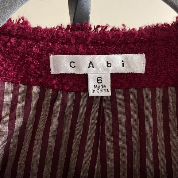 CAbi #530 Blazer Jacket Britt Boucle Merlot Blazer Burgundy Red Wool Blends Sz 6 - Picture 4 of 12